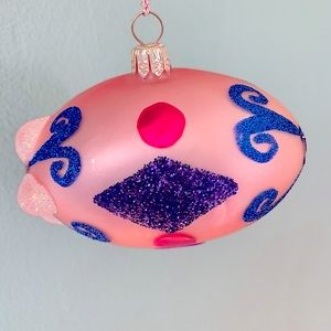 🎄Vintage 1980’s Landmark Creations Pink Glass Airship Blimp Ornament🎄